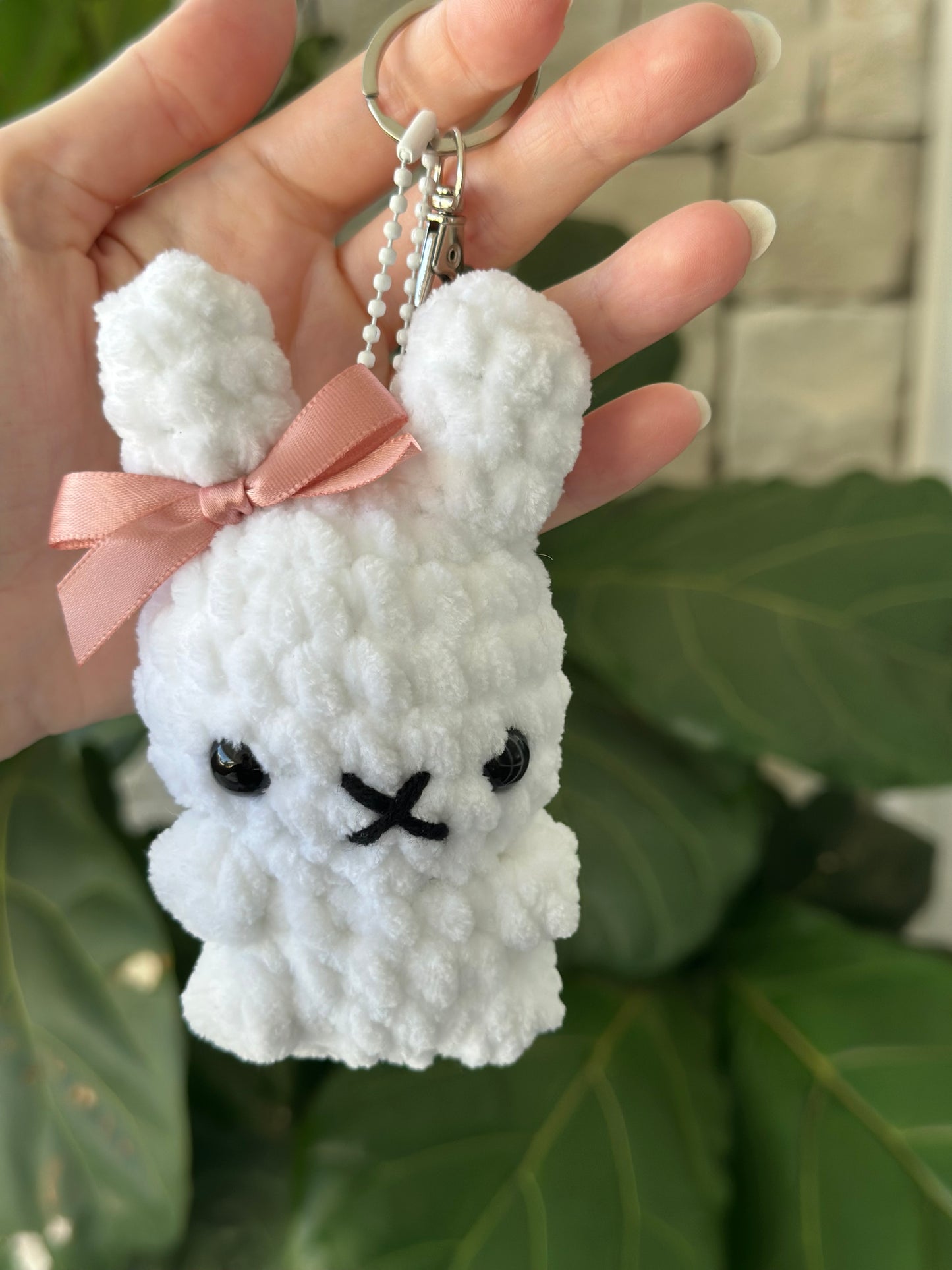 White Miffy Bunny Keychain With Pink Bow