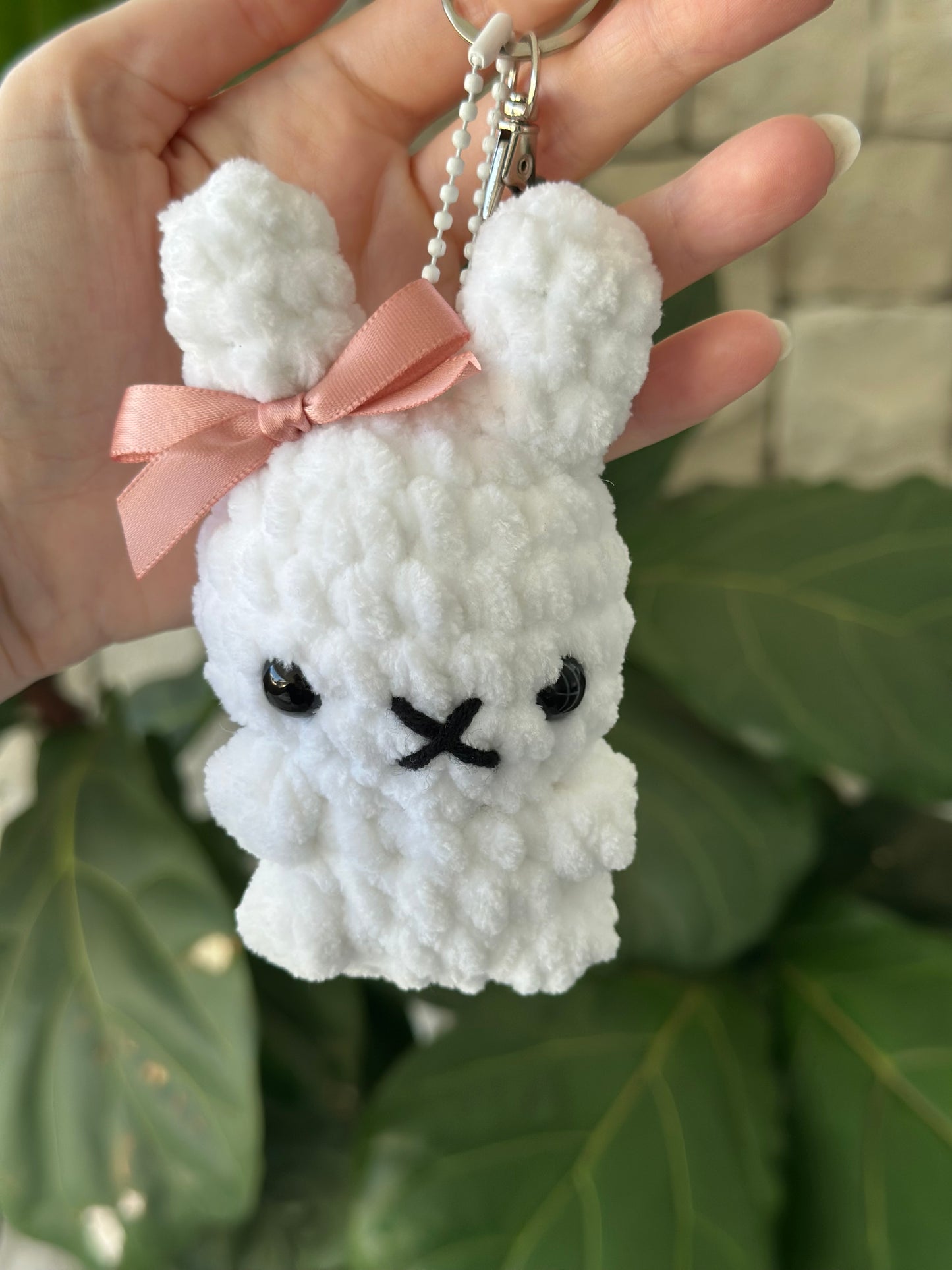 White Miffy Bunny Keychain With Pink Bow