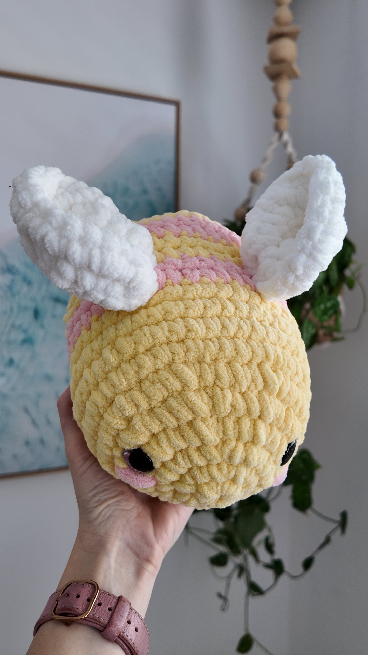 Pink Lemonade jumbo crochet bee