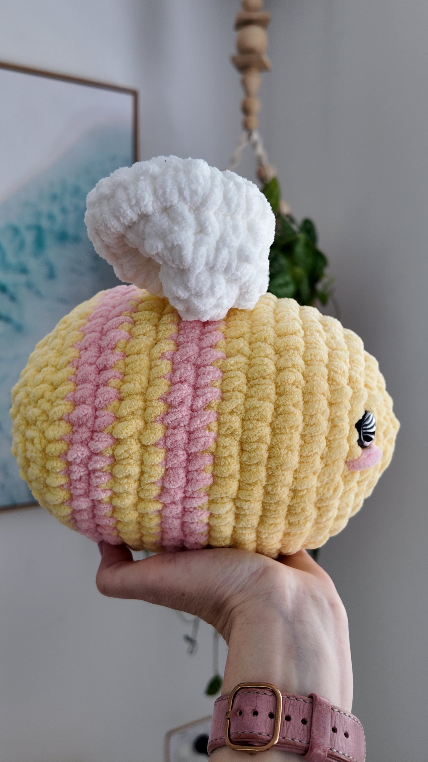 Pink Lemonade jumbo crochet bee